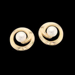 SCROUPELS 14 KARAT GULD ØRERINGE MED FERSKVANDSPERLE - 119735