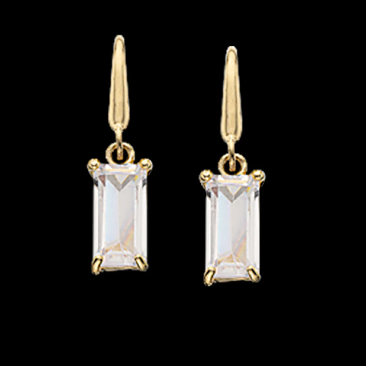 SCROUPLES 8 KARAT GULD ØRERINGE BAGUETTE ZIRKON - 119973