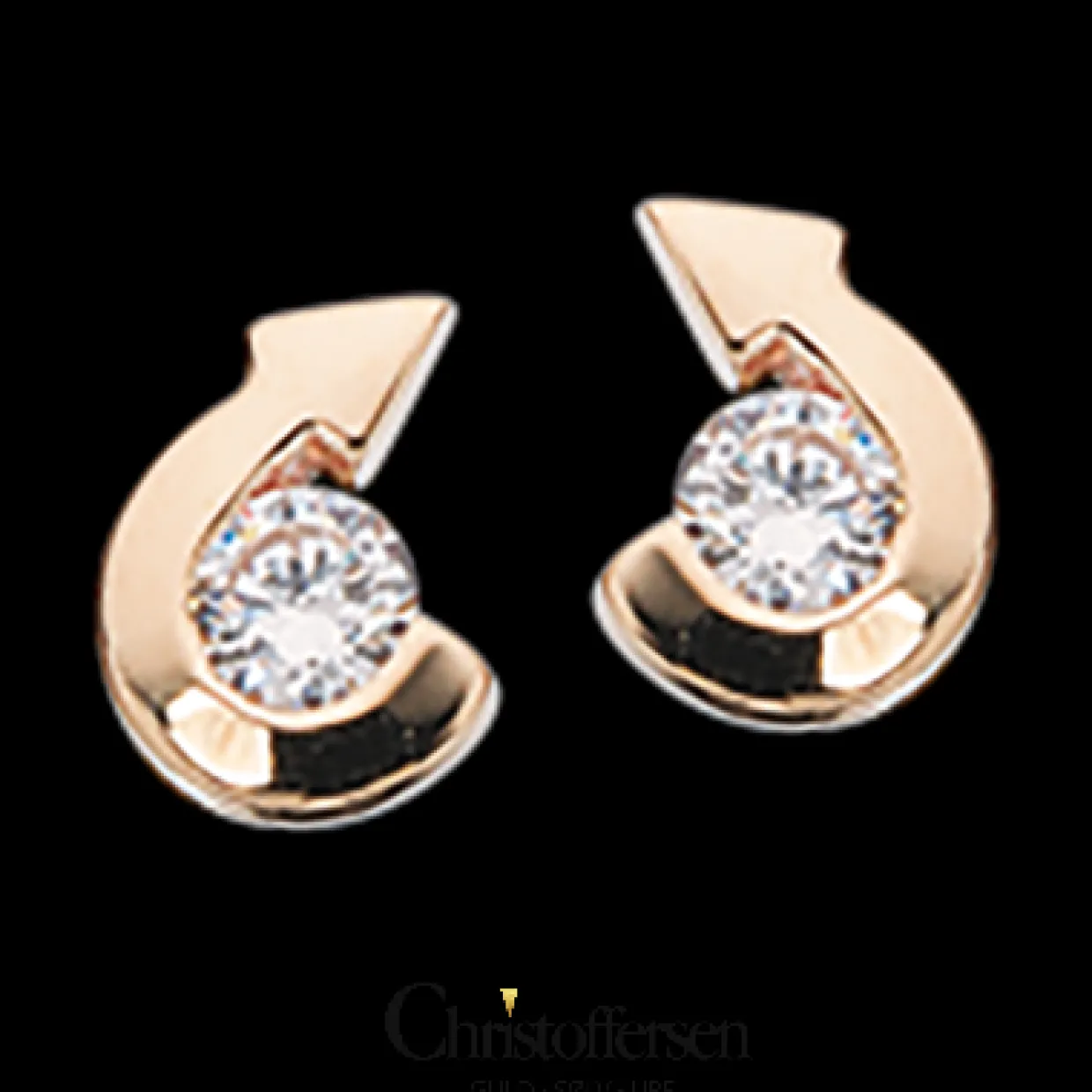 SCROUPLES 8 KARAT GULD ØRERINGE MED ZIRKONIA - 115843
