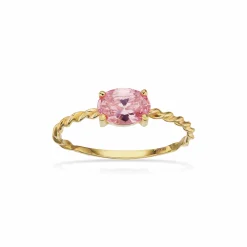 SCROUPLES 8 KARAT GULD RING MED ROSA STEN - 713663