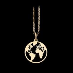 SCROUPLES 8 KARAT GULD VEDHÆNG VERDEN MED SØLV FORGYLDT KÆDE - 211023