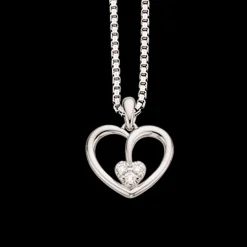 SCROUPLES 14 KARAT HVIDGULDS VEDHÆNG MED HJERTE OG 0,04 W/SI - 212006