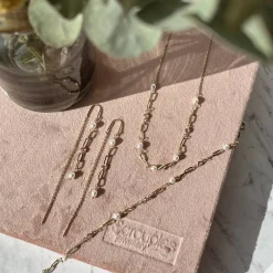 SCROUPLES ARMBÅND 9 KARAT GULD MED PERLER - 34063A,M