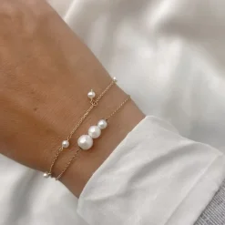 SCROUPLES ARMBÅND 9 KARATS GULD FERSKVANDSPERLE - 34303A,M