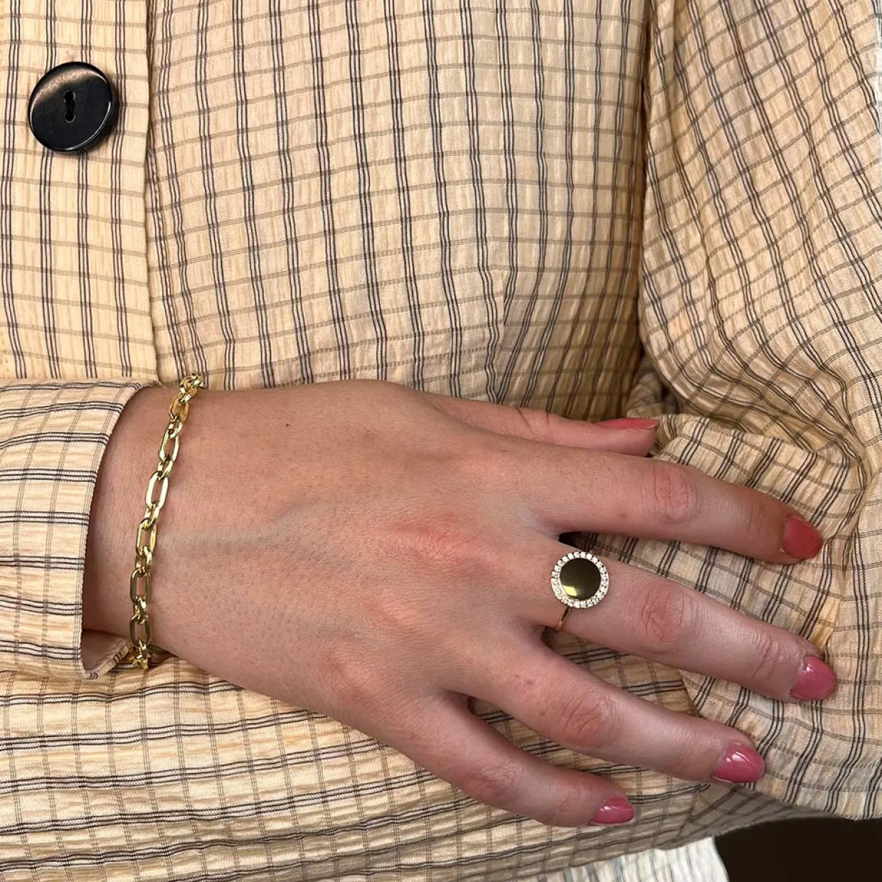 SCROUPLES ARMBÅND OVAL FORGYLDT SØLV - 611312