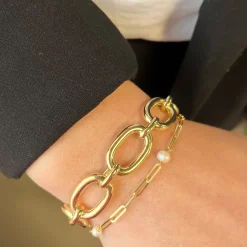 SCROUPLES ARMBÅND SØLV FORGYLDT LÆNKE - 38562A,M