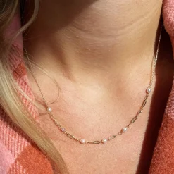 SCROUPLES HALSKÆDE 9 KARAT GULD MED PERLER - 34063H,M