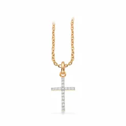 SCROUPLES HALÆSKÆDE KORS 8 KARAT GULD MED ZIRKONIA - 213603