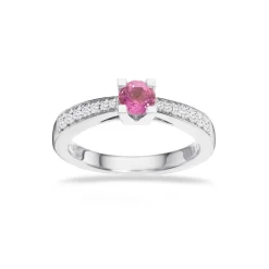 SCROUPLES JUBILÆUMSRING RING 14 KARAT HVIDGULD MED PINK SAFIR - 7536,40P