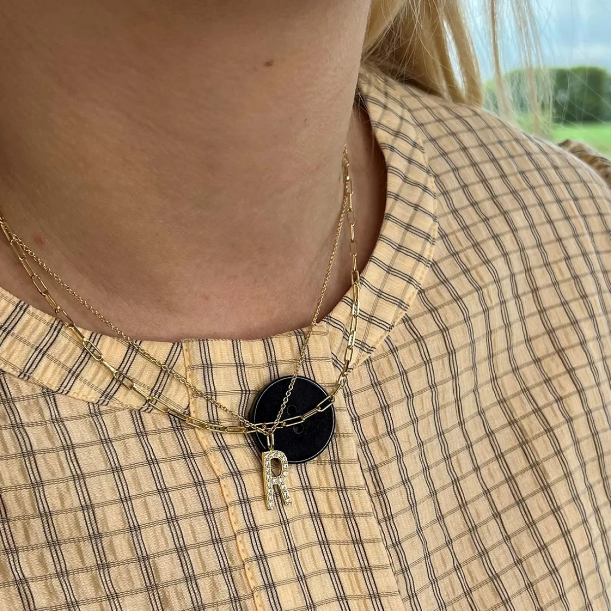 SCROUPLES LINKS HALSKÆDE SØLV FORGYLDT 45 CM - 37882,45