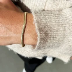 SCROUPLES OVAL FORGYLDT SØLV SLANGE ARMBÅND - 38392A,M