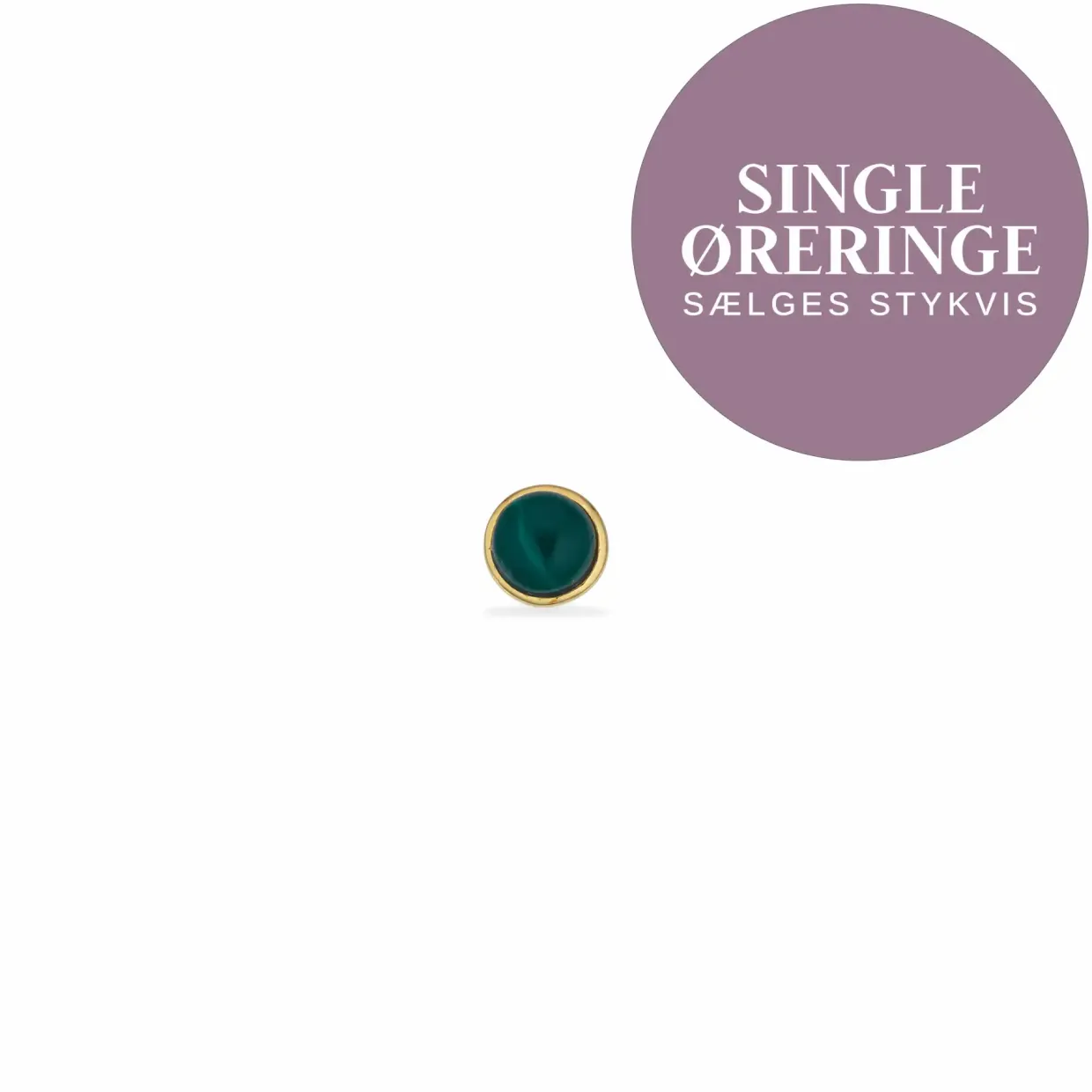 SCROUPLES ØRERING SINGLE SØLV FORGYLDT MED SYNTETISK MALAKIT - 160352-1