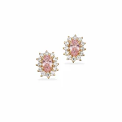 SCROUPLES ØRERINGE 8 KARAT ROSET PINK/HVID ZIRKONIA - 123463