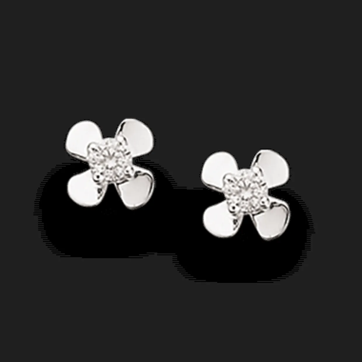 SCROUPLES ØRERINGE SØLV BLOMST MED ZIRKONIA - 139832