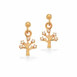 SCROUPLES ØRERINGE SØLV FORGYLDT LIVETS TRÆ - 159362