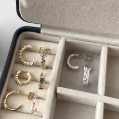 SCROUPLES ØRERINGE SØLV FORGYLDT MED ROSA ZIRKONIA - 161802