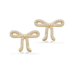 SCROUPLES SLØJFE ØRERINGE FORGYLDT SØLV MED ZIRKONIA STEN - 163142