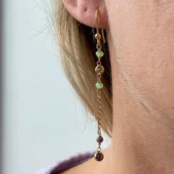 SCROUPLES SØLV FORGYLDT ØRERINGE MED GRØNNE STEN - 156392