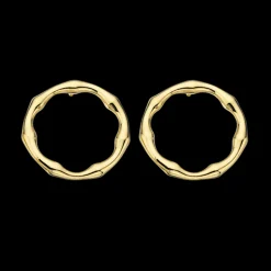 SCROUPLES SØLV FORGYLDT ØRERINGE CIRKEL BAMBUS - 155522