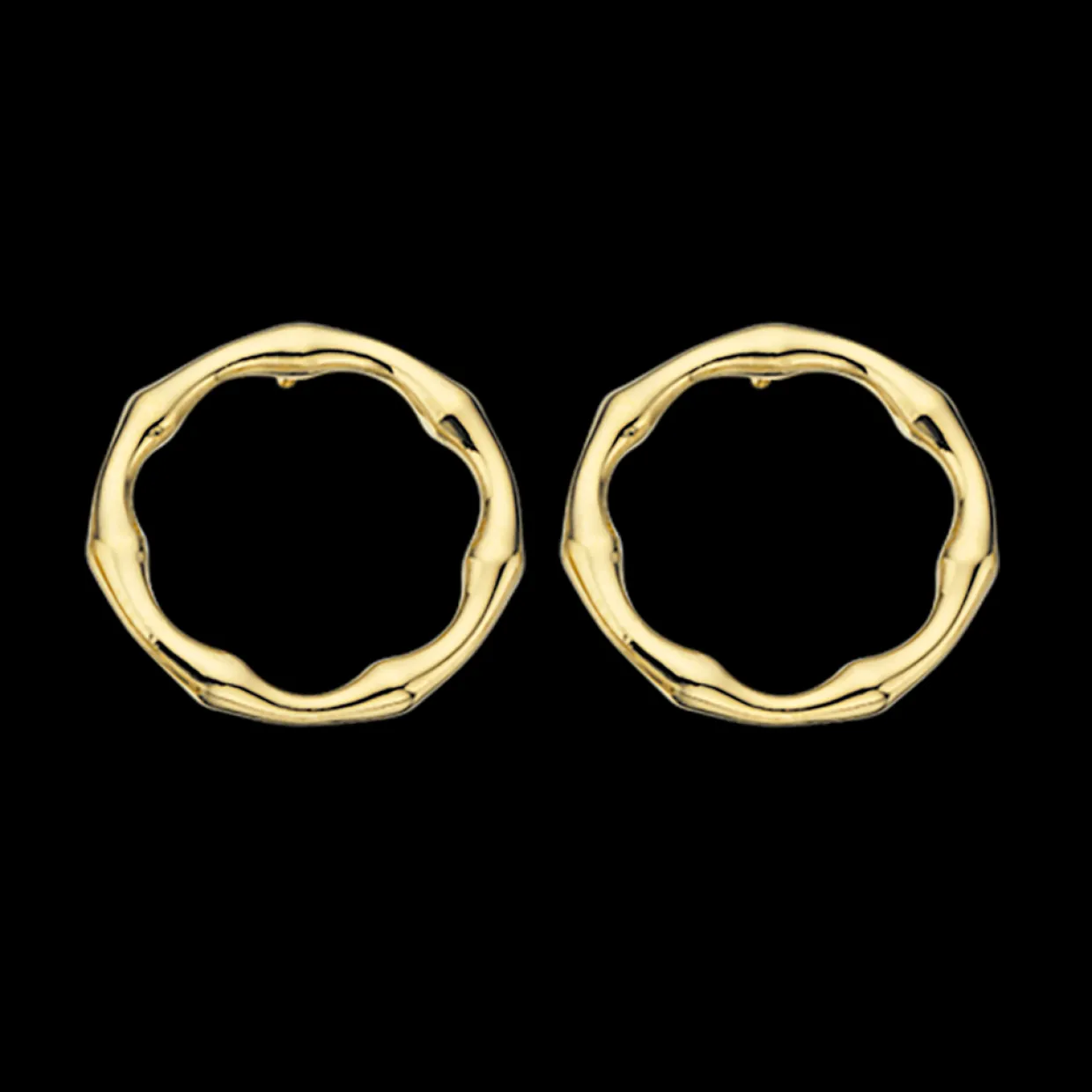 SCROUPLES SØLV FORGYLDT ØRERINGE CIRKEL BAMBUS - 155522