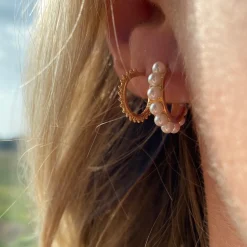 SCROUPLES SØLV FORGYLDT ØRERINGE HALV CREOL MED DUPPER - 155412