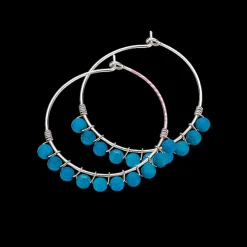 SCROUPLES SØLV ØRERINGE CREOL MED TURKIS - 154982