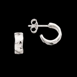 SCROUPLES SØLV ØRERINGE HAMRET OVERFLADE - 155662