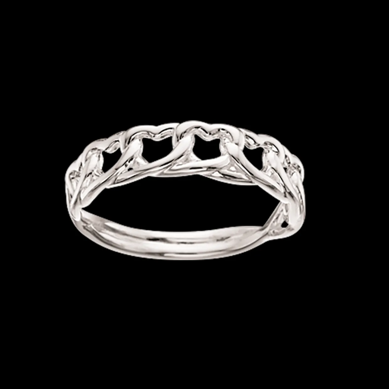 SCROUPLES SØLV RING FLETTEDE HJERTER - 725832