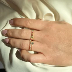 SCROUPLES SOHO SØLV FORGYLDT RING MED SYNTETSIK ZIRKON - 727652