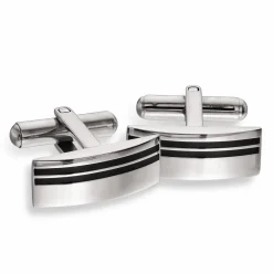 SCROUPLES STÅL MANCHETKNAPPER MED ONYX- 821731