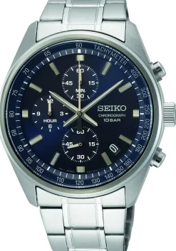 SEIKO CHRONOGRAF UR HERRE STÅL MED BLÅ SKIVE - SSB377P1