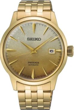 SEIKO PRESAGE MED GULD FARVET LÆNKE - SRPK46
