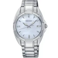 SEIKO UR DAME STÅL MED DIAMANTER OG PERLEMORSSKIVE - SKK885P1