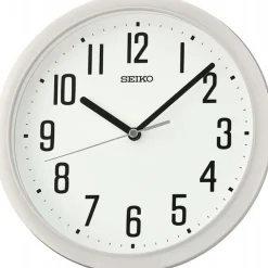 SEIKO VÆGUR PLAST MED TAL OG HVID SKIVE - QHA005W