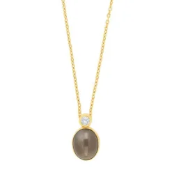 SIERSBØL HALSKÆDE 8 KARAT GULD MED GRÅ MÅNESTEN OG ZIRKONIA - 20550270300