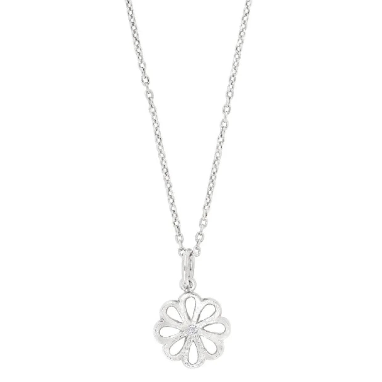 SIERSBØL HALSKÆDE SØLV BLOMST MED ZIRKONIA - 206 011