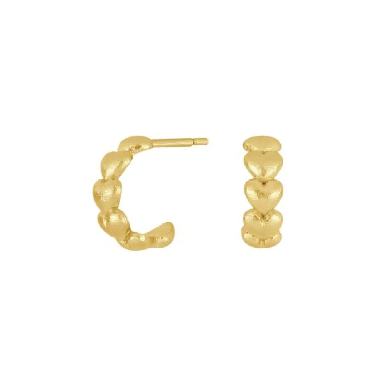 SIERSBØL ØRERINGE SØLV FORGYLDT CREOLER MED HJERTER - 30120985900