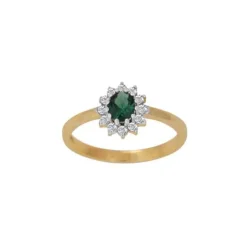 SIERSBØL RING 8 KARAT GULD ROSET MED SYNTETISK GRØN SMARAGD OG ZIRKONIA - 183 026SG3