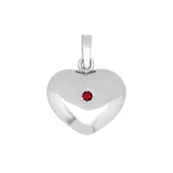 SIERSBØL VEDHÆNG SØLV HJERTE MED SYNTETISK RUBIN - 29160290915