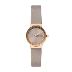SKAGEN FREJA LILLE UR DAME ROSA MED LÆDERREM - SKW3005