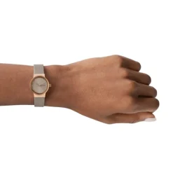 SKAGEN FREJA LILLE UR DAME ROSA MED LÆDERREM - SKW3005