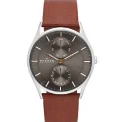 SKAGEN HOLST MULTIFUNKTION STÅL OG ROSA FARVET MED BRUN REM - SKW6086