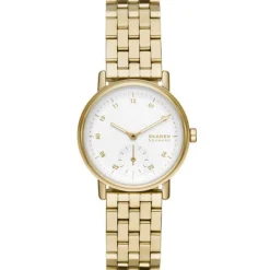 SKAGEN KUPPEL LILLE UR DAME GULDFARVET MED LÆNKE - SKW3102