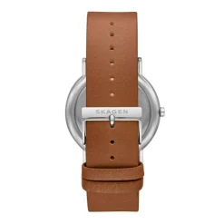 SKAGEN SIGNATUR UR HERRE STÅL MED BRUN LÆDERREM - SKW6578