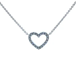 SØLV HALSKÆDE HJERTE MED SYNTETISKE ZIRKONIA