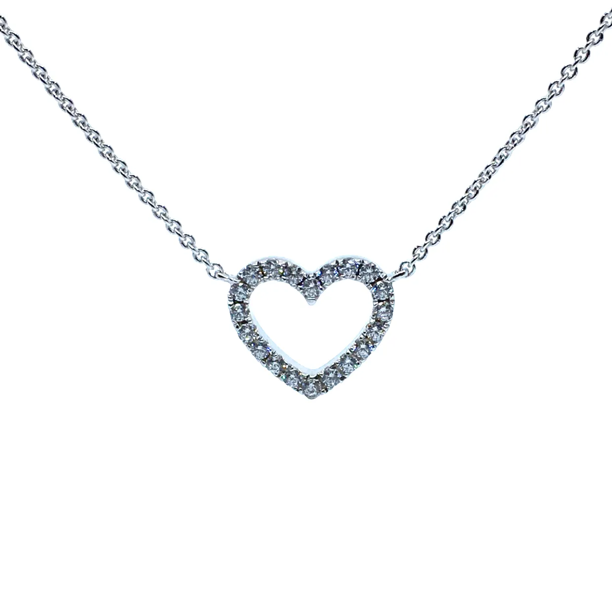SØLV HALSKÆDE HJERTE MED SYNTETISKE ZIRKONIA