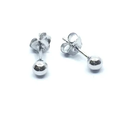 SØLV KUGLE ØRESTIKKER RHODINERET 4 MM MASSIV