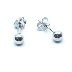 SØLV KUGLE ØRESTIKKER RHODINERET 5 MM MASSIV