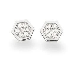 SØLV ØRERING PLADE MED SYNTETISK ZIRKONIA