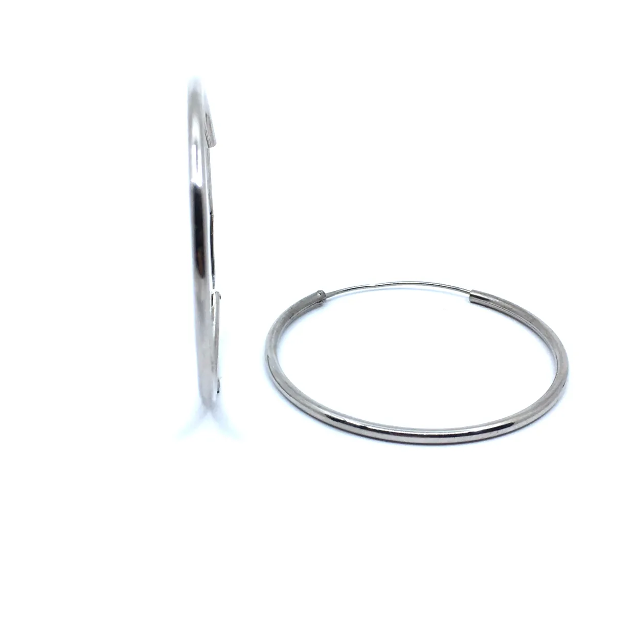 SØLV ØRERINGE CREOL DIAMETER 40 MM BREDDE 2 MM